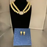 Avon President's Recognition Pearlesque Necklace & Clip Earrings 2005/NIB