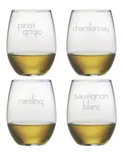 Susquehanna Glass Assorted White Wine Set of 4 21oz Stemless Glasses
