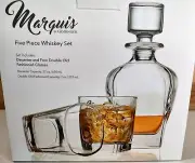 Shannon Crystal Marquis Whiskey Decanter & 4 Double Old-Fashioned Glasses