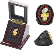 Fantasy Football Ring 2025, Black Blue Red Championship Ring, FFL Championship Trophy, Gift Box, Ring Display Box