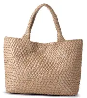 Woven Bags for Women, Fashion Top Handle Shoulder Bag Soft Vegan Apricot