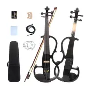 16 Inch Silent Electric Viola Solid Wood 4 String with Ebony Fittings,Case,Bow