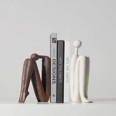 Decorative Bookends for Shelves，Bookends for Heavy Books Resinous Thinker