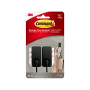 3M Command Small Matte Black Hooks - 2 Pack