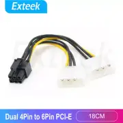 Dual 4 Pin Molex IDE to 6 Pin PCI-E Graphic Card Power Connector Cable Adapter