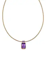 Bloomingdale's Fine Collection Amethyst & Pink Amethyst Emerald Cut Pendant Necklace in 14K Yellow Gold, 18