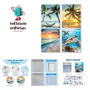 Paint by Numbers Kit for Adults with Framed Canvas, 4 Pack Beach Sea Turtle A...
