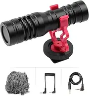 zolyet Universal Cardioid-Directional Condenser Microphone View Live Streaming Vlog Microphone with 3.5mm TRS & TRRS o Cables Furry Wind Shock-Absorption Mou for Phone Laptop Tablet DSLR ILDC Black