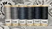 6 different Gray colors GUTERMANN 100% polyester sew-all thread 110 yard spools