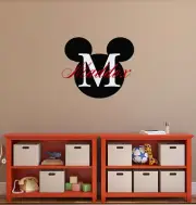 Name Wall Decal Mickey Mouse Head Ears Vinyl Decals Sticker Nursery Kids aa542