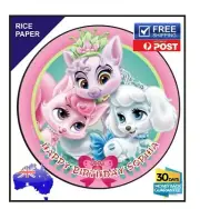 Palace Pets EDIBLE Rice Paper BIRTHDAY CAKE TOPPER IMAGE Personalised 19cm round