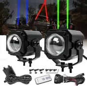 2Pcs RGB LED Laser Projector Whip Lights Whipless Antenna Remote For UTV ATV RZR