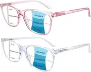 Progressive Multifocus Reading Glasses Blue Light Blocking ,Spring Hinge Readers for Women Men