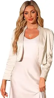 Allegra K Open Front Cardigan for Women's Stand Collar Long Sleeve Elegant Bolero Cocktail Shrug