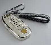 TPU Remote Smart Key Fob Case Cover Protector + Keychain for Nissan Rogue SL Ariya FWD Pathfinder X-Trail Sentra SR SV Murano 2023 2024 2025 285E3-7LA6A Smart Remote