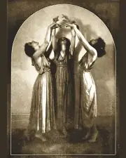 3 LAdaies in a Trance Witches ??? 8 x 10 Photo reprint Distressed Art