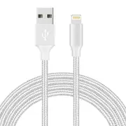 Catzon 1M 2M 3M Several Packs iPhone Cable Phone Charger Nylon Braided Fast Charger Cable USB Cord -silver