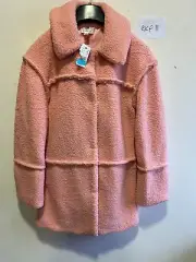 TOPSHOP Short Borg Fleece Jacket in Pink UK 8 (exp11)