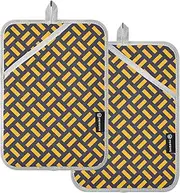 Pot Holder for Kitchen Heat Resistant Happy Halloween Gold Black Potholders for Kitchens with Pocket Oven Hot Pads for Kitchen Oven Mitts 2 Pack