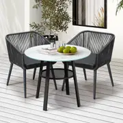 Livsip 3PCS Outdoor Dining Setting Marble-style Table Patio Furniture Bistro Set