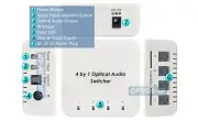 Premium 4 In 1 Out Optical Audio Switcher With IR Remote - 192Khz Sampling Max