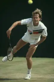 Swedish tennis player Stefan Edberg pictured in action against Mi - Old Photo