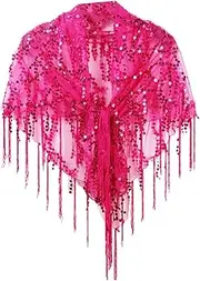 [yuksok] Women Shawl Wrap Sequin Shawl Gorgeous Soft Lightweight Breathable Fringed Sequin Bridal Shawl Evening Cape for Party Wedding