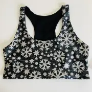 Terez NWT Racerback Sports Bra Frosty Flakes Snow High Shine Sz.M