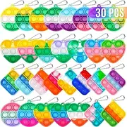 Kids Party Favors 30 Pcs Fidget Toys Bulk Mini Pop Fidgets Keychain Its Birthday Party Favors for Kids Goodie Bag Stuffers Small Kid Classroom Prizes It Bubbles Poppers Students Bulk Toys