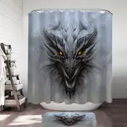 Grey Concrete Scary Dragon Shower Curtain