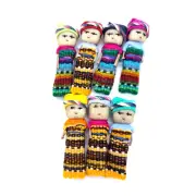 Set of 4 Guatemalan handmade Worry Dolls with a colourful crafted storage bag