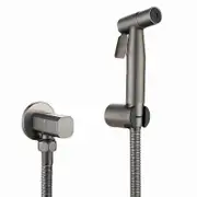 Gunmetal gray Bidet Sprayer Douche Toilet Kit brushed gray BrassShattaf Shower Head Copper Valve Set Jet Bidet Faucet GD12 Set A