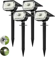 Solar Garden Lights, 43LED Solar Motion Sensor Lights Outdoor Solar Landscape Spotlights 650LM, Cold White 6500K IP65 Waterproof Wireless Solar Powered Spot Lights for Yard Driveway Walkway 【4 Pack】