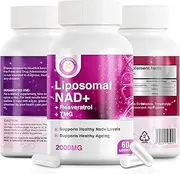 Liposomal NAD + Trans-Resveratrol + TMG | 2000mg | 3-in-1 Advanced Formula | NAD Resveratrol TMG Supplement | Boost NAD+ | Immune & Energy Support, Skin & Overall Health | 60 Capsules