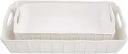 Mud Pie White Baker 2 Dish Set, Small 2 3/4" x 11" | Large 2 3/4" x 13"
