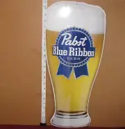 Pabst Blue Ribbon Beer Glass Metal Embossed Aluminum Sign 23.5"X10.25"
