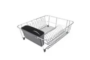 DLINE LARGE CHROME DISH RACK WITH CADDY