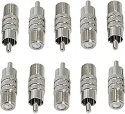 Warmstor 10 Pack F-Type Female to RCA Male Coaxial Cable Adapter Converter, RCA to F Male/Female RF Connector RF Cable Adaptor Coupler Nickel Plated