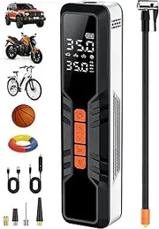 Electric Tire Pump 150PSI, 4X Rechargeable Inflator Pump with Digital Pressure Gauge, LED Light, 6000mAh Air Pump for Car Tres, Bike, Motorcycle, Ball, Gifts for Men&Women
