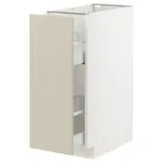 METOD / MAXIMERA base cabinet/pull-out int fittings, white/Havstorp beige, 30x60x80 cm