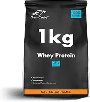 GymCrate Salted Caramel Whey Protein Powder (1kg) | Whey Protein Isolate & Concentrate Blend | 28g Protein per Serving | 28 Servings | Lean Muscle Support for Bodybuilders, Athletes | Vegetarian Sports Nutrition