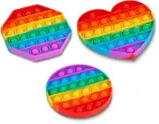 3 Pack Silicone Popit Fidget Push Bubbles Sensory Stress Relief Popper Pop Toys