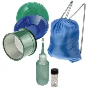 10" Green & Blue Gold Pan Panning Kit with Sniffer & Vial, Small 6" Classifier