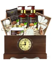 Lovery Luxury Bath Gift Set, 13pc Coconut Luxury Body Care in Vintage Clock Box