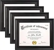 Yaetm 8.5x11 Diploma Frame, Document Frame with Shatter-Resistant Tempered Glass, Display 8.5 x 11 inch Certificate, Rustic Black, Tabletop & Wall Mount (4 Pack, Black)