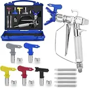 Airless Paint Sprayer Gun Kit, 3600 PSI High Airless Paint Sprayer Gun with Nozzle Tip Guards and 5 Reversible Spray Tips and 5 Filters and Box (211,315,415,517,623