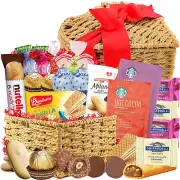 Christmas Heart Shaped Gift Basket Assorted Gourmet Chocolates and Cookies, 2 Ho