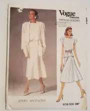 New Vogue AMERICAN DESIGNER Pattern 1387 John Anthony SZ 16 Jacket Skirt Top