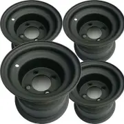 4) Golf Cart Go Kart Riding Lawn Mower RIM WHEEL 8x7 4/4 Black NEGATIVE Offset