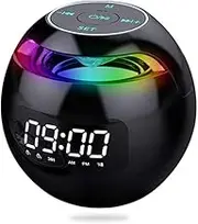 DUUKOA Alarm Clock Digital Clock Dual Alarm Clock with Colorful Lights Bluetooth Speaker FM Radio TF Card Calling handsfree USB Charging (Black)